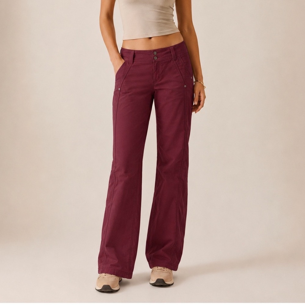 Athleta Dipper Low Rise Cargo Pants Burgundy Size 10